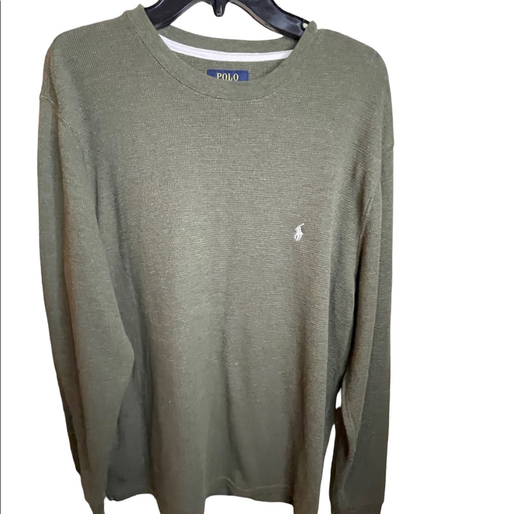 Polo Ralph Lauren Waffle Knit 
Pullover Shirt Mens Size L Olive Green